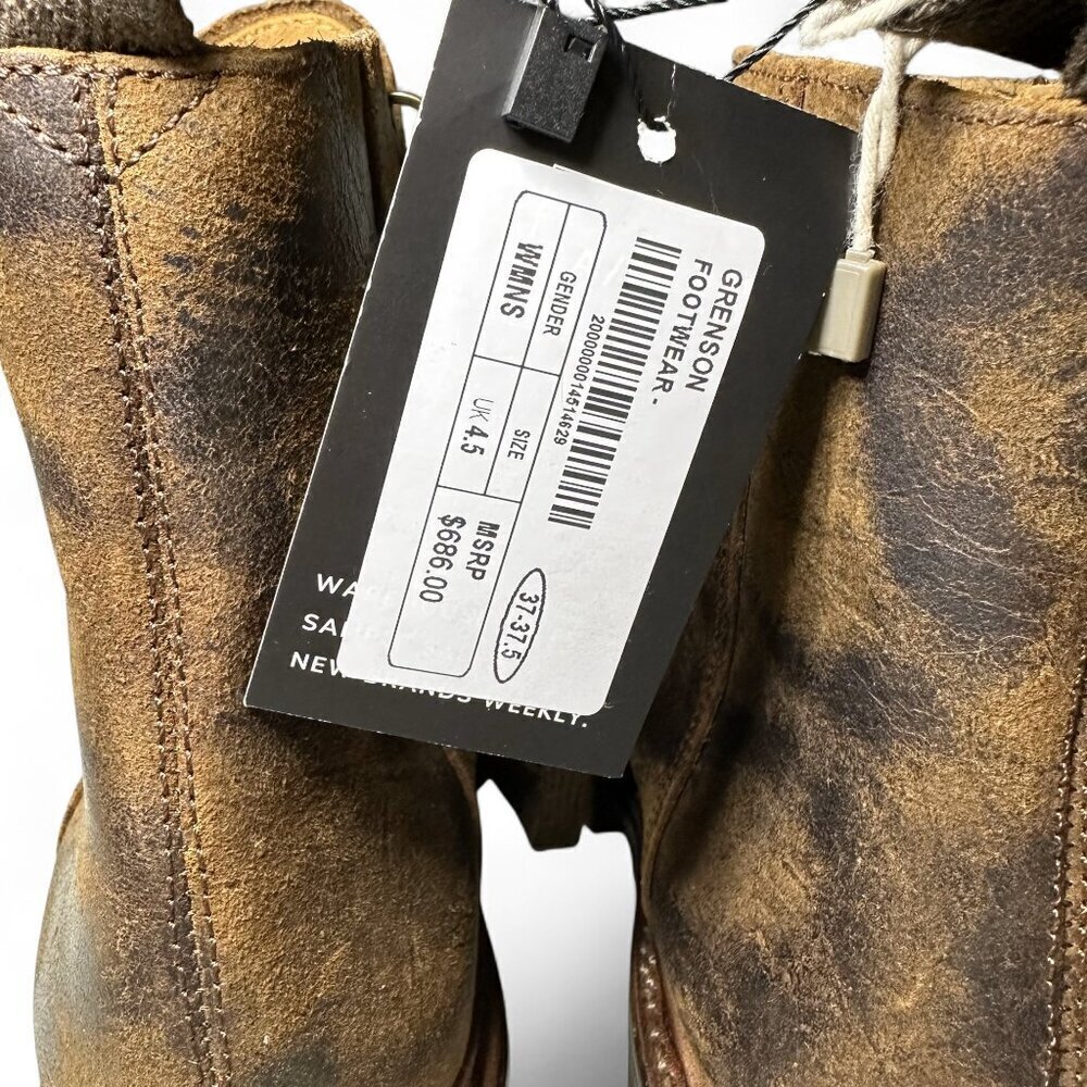 Women's Grenson Nannette Hiker Combat Boot UK 4.5 Brown Distressed Leather NWOT - Picture 3 of 11